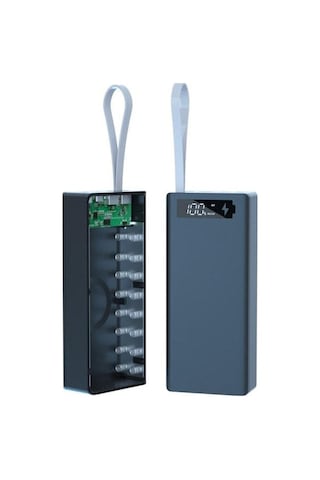 Vkemall 16 Bölüm 18650 Pil Gerekli Olmayan C3.0 Hızlı Şarj Dıy Power Bank Seti - Kaynaklı Montajlı Siyah Tahta Pil Yok Siyah