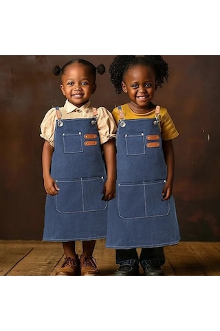 6-12 Yaş Arası Kız Ve Erkek Çocuklar İçin Ayarlanabilir Alet Su Geçirmez Yemek Pişirme Boyama Bahçe İşleri İçin Kanvas Önlük Diğer