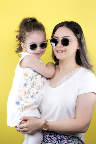 Kristal-siyah Kemik Anne Ekartman:50 -çocuk 1-5 Yaş Unısex 2'li Anne Çocuk Kombin Güneş Gözlüğü Şeffaf