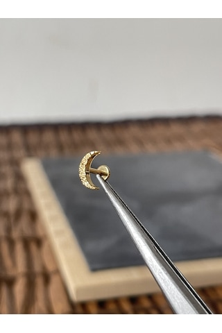 Yüksek Kalite G23 Titanium Büyük Ay Altın Titanyum 6 X 1.2 MM Labret Piercing Altın