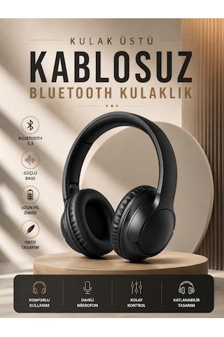 Kablosuz Bluetooth Kulaklık Kulak Üstü Mikrofonlu 5.0 Bluetooth Anc Özelliği - Lisinya