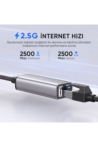 Juo Usb-a Ve Type-c Multiport 2500mbps 2.5g Gigabit Ethernet Dönüştürücü Adaptör