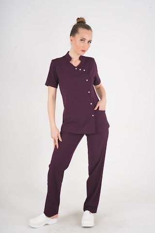 Aylu Model Soft Likra Mürdüm Doktor Hemşire Hastane Scrubs Üniforma Takımı Mürdüm
