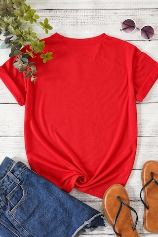 Unisex White Angel Baskılı T-shirt Kırmızı