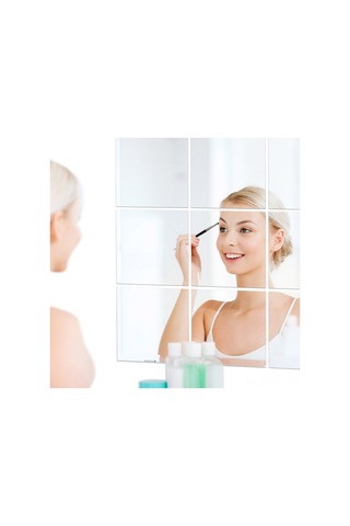 Dofolink Pet Yansıtıcı Duvar Sticker 0.2mm Kalınlık 15x15cm 16 Adet Otomatik Yapışkan Gümüş Renkli Ayna贴片