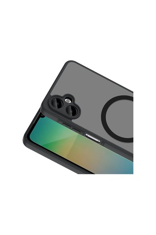 Samsung Galaxy Uyumlu A06 Kılıf M-safe Şarj Özellikli Zore Babet Kapak - Siyah