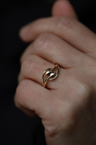 14 Ayar Altın Çift Yapraklı Sade Yüzük Yzk27395