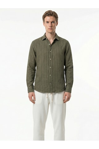 Xint Haki %100 Keten Regular Fit Gömlek 701010