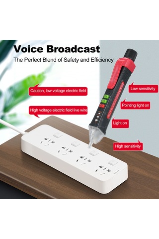 Springsun Njty Sesli Bildirimli Temasız Voltaj Dedektörü 12v-1000v/48v-1000v Çift Aralıklı Kablo Test Cihazı
