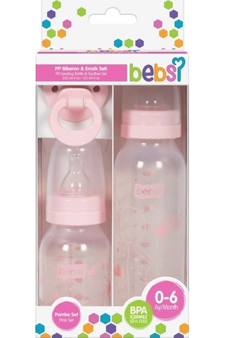 Bebsi Biberon Ve Emzik Seti Pp Pembe 250ml+ 125ml+ Emzik