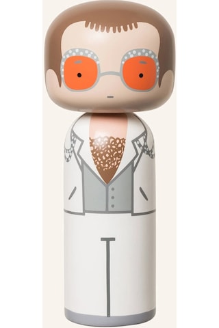 Lucie Kaas Elton John Figürü, Kokeshi Tarzında El Boyamalı, 14,5 Cm Koleksiyon & Figür Beyaz