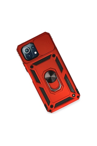 Mi 11 Lite Kılıf Pars Lens Yüzüklü Silikon - Kırmızı Çok Renkli
