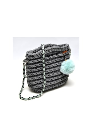 Handmade Makrome İp Tasarım Çanta Antrasit - Gri