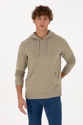 U.S. Polo Assn. Erkek Regular Fit Kapüşonlu Açık Haki Basic Sweatshirt 50315663-VR183