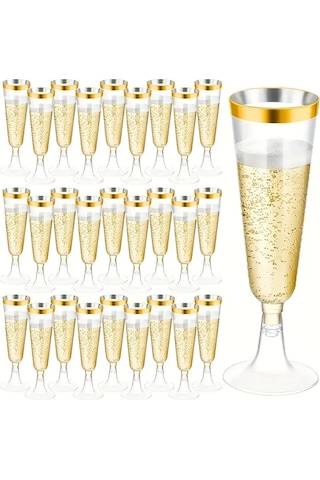 Willowhaven Silvery Frame 50 Adet 140ml Premium Altın Kenarlı Şampanya Bardakları