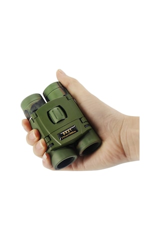 8x21 Kauçuk Kaplama  Haki Renk Cep Boy Mini Dürbün Siyah