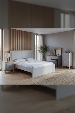 Taiga Makyaj Masası 120 X 136 X 41 Cm Buz Gri - Retro Tasarım Beyaz - Beyaz
