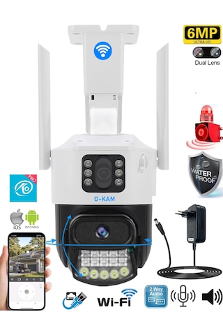 O-kam 6015 Dual Lens Wifi Uzaktan İzleme Sesli Akıllı Kamera