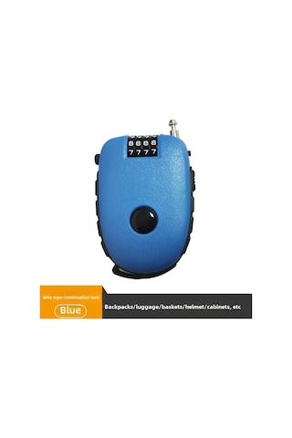 Maiyame Motorcycle Kask Kilit, Genişletilebilir Çelik Tel, 4 Haneli Şifre, Elektrikli Bisiklet Antifantezi, C32 Mavi