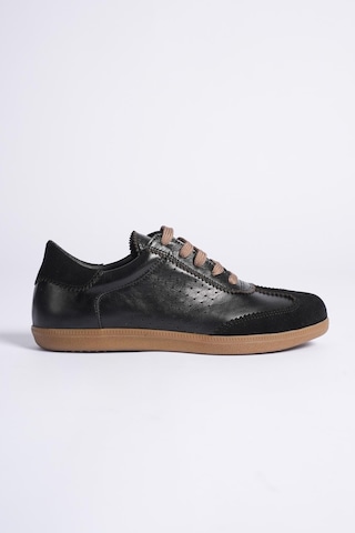 Analin Shoes Kadın Hakiki Deri Bağcıklı Süet Detaylı Spor Ayakkabı Siyah