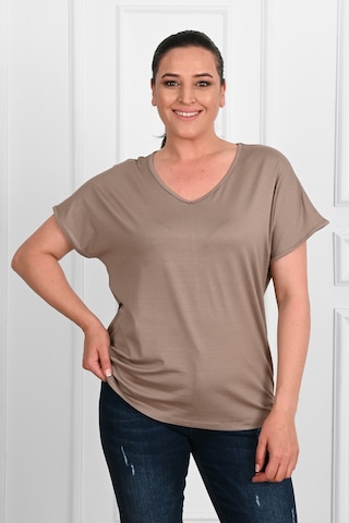 Kadın V Yaka Büyük Beden T-shirt 1486-23 001