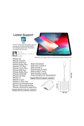 Novahub 2'li 1 Arada Yıldırım Tf Okuyucu, Lightning İphone Uyumlu, İpad İçin, Sd/tf Kart Okuyucu, Multi In 1