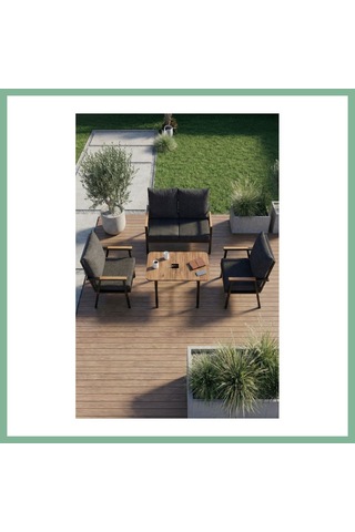 Bşkvirgo Metal Bahçe Oturma Grubu Minderli Gri 4'lü Set Bsk2026