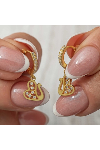 Gümüş Sallantılı Gold Kuğu Kadın Küpe Çok Renkli 09329095