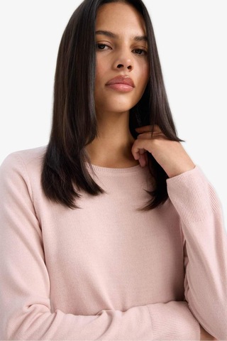 Defacto Regular Fit Bisiklet Yaka Kadın Triko Kazak F7091AZ25WNPN638 - Pembe