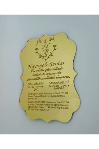 Hdrlazerdizayn Aynalı Pleksi Davetiye