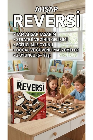 Ahşap Reversi 2 Kişilik Strateji Ve Zeka Geliştiren Eğitici Oyuncak Kutu Oyunu