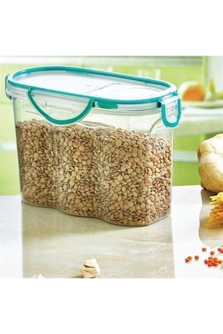 Kilitli Kapaklı Contalı Hava,su Sıvı Geçirmez 1,7 Litre Erzak Saklama Kabı-sa585 Şeffaf