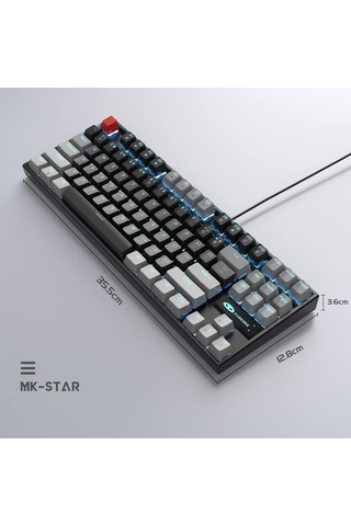 Magegee Mk-star 87 Tuş Red Switch Gri-siyah Kablolu Türkçe Q Mekanik Gaming Klavye
