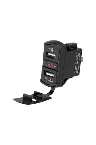 Bfy Ikili Usb Soketi + Voltmetre Kare