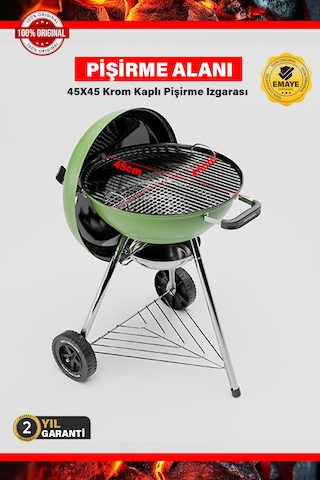 Mat Yeşil Emaye Kaplama Mangal Kohlen Kömür Aksesuar Hazır Mangal Seti Yak Kullan