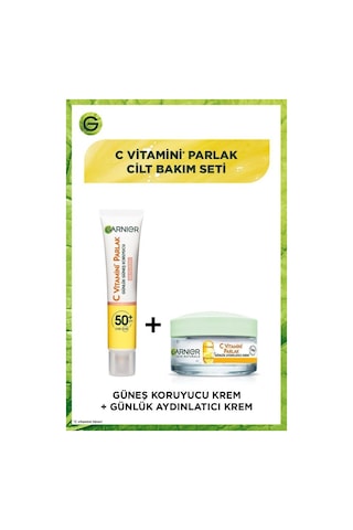 Garnier Günlük Koruyucu Yüz Güneş Kremi SPF50+ 40 ML + C Vitamini Parlak Günlük Aydınlatıcı Krem 50 ML