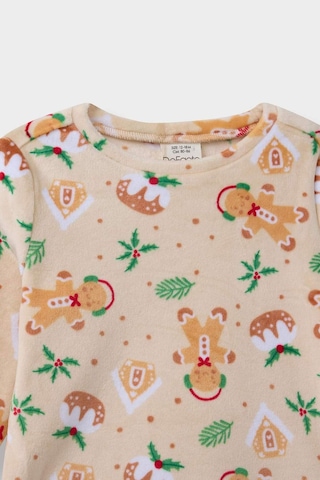 Defacto Erkek Bebek Pijama Takımı Yılbaşı Temalı Uzun Kollu Velur Üst Uzun Alt F5561a525wnbg358 Bej-bg358