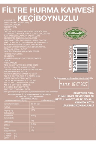 Hurma Aşkı Filtre Hurma Kahvesi Keçiboynuzlu 3 x 200 G