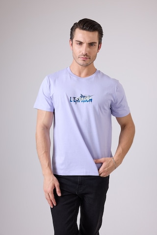 Marıne Tee Deniz Temalı Ribana Bisiklet Yaka Pamuk T-shirt-3130 Lavanta