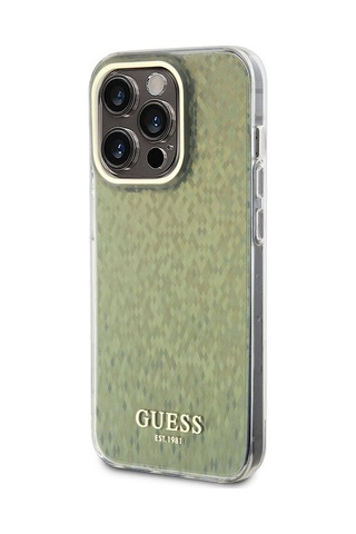 Apple Uyumlu iPhone 15 Pro Kılıf Guess Lisanslı Yazı Logolu Mirror Disco Kapak