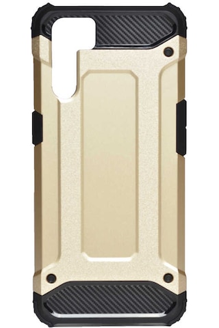 Noktaks - Oppo A91 Uyumlu - Kılıf Çift Katman Zırh Tank Crash Military Kapak - Gold