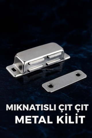Proalet Mıknatıslı Çıt Çıt Kilit, Paslanmaz, Metal Gövde, Pvc, Kapı, Sineklik, Dolap, Kapak İçin, Manyetik Tutucu, Montaj Vidalı, Sessiz, Kolay Açılır, Kapanır Sistem 8,5 Cm, 2 Adet
