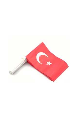 80 Adet Çubuklu Kağıt Türk Bayrağı Çıtalı Sopalı Ayyıldız Baskılı Bayrak