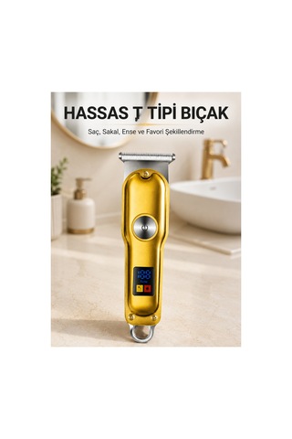 Şarjlı Saç Sakal Kesme Makinesi 1 2 3 Mm Taraklı T Tipi Bıçaklı Kablolu
