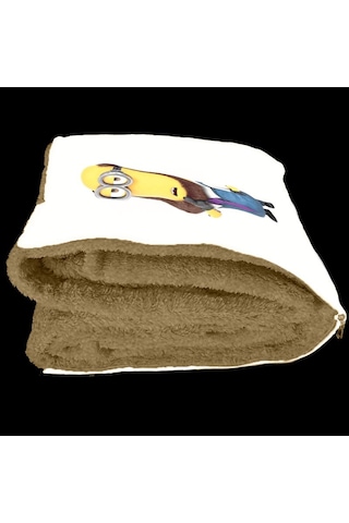 Minyonlar Desenli Opsiyonel Battaniyeli Hediye Yastık 38x38cm Hediye Paketi-Hediye Paketi