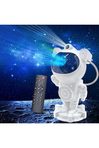 Astronot Projektör Bluetooth Bağlantılı Ve Uzaktan Kumandalı Ambians Gece Lambası Uzay Efektli Galaksi Ve Yıldız Çok Renkli