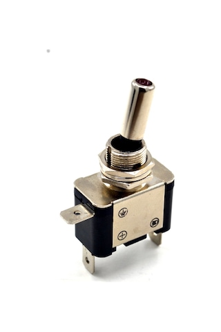 Toggle Switch 1-0 Kırmızı Ledli Metal Anahtar 3 Pin 12v