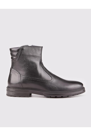 Cabani Hakiki Deri Siyah Fermuarlı Erkek Günlük Bot Siyah