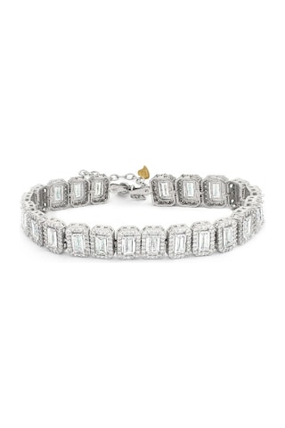 Brezza Lusso Jewelry Baget Pırlanta Işıltılı Su Yolu İthal Kadın Gümüş Bileklik