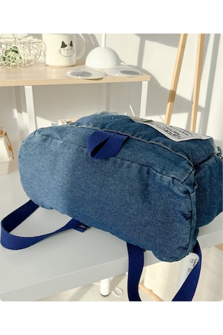 Neevoyu Yumuşak Denim Malzeme İle Büyük Kapasiteli Yıldız Desenli Sırt Çantası - Gradyan Siyah